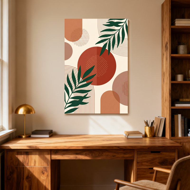 Abstract Abstract Shapes And Green Leaves Pattern