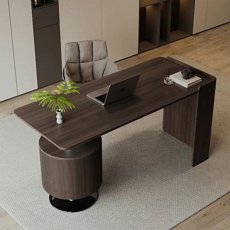 Black Rectangular Solid + Manufactured Wood with 2 drawers desk, 29.53" H x 70.87" W x 27.56" D