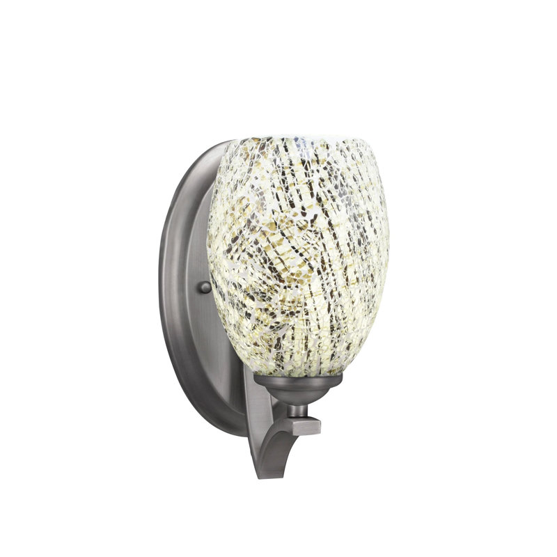 Zilo Wall Sconce Shown With 5" Natural Fusion Glass, Graphite, Natural