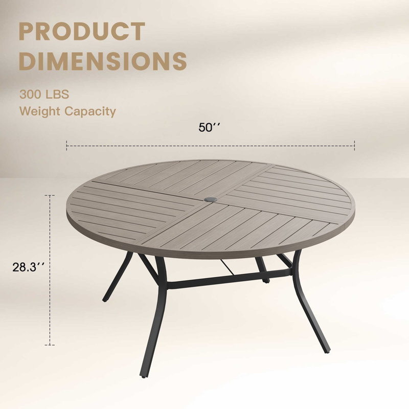 Table de salle à manger d'extérieur, Bois gris / noir, H 28,3 po x L 50 po x l 50 po