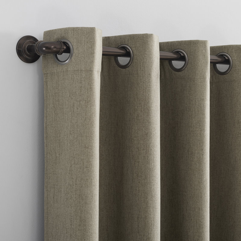 Tyrell Tonal Texture Draft Shield Fleece Insulated 100% Blackout Grommet Curtain Panel, 50" W x 96" L, Olive