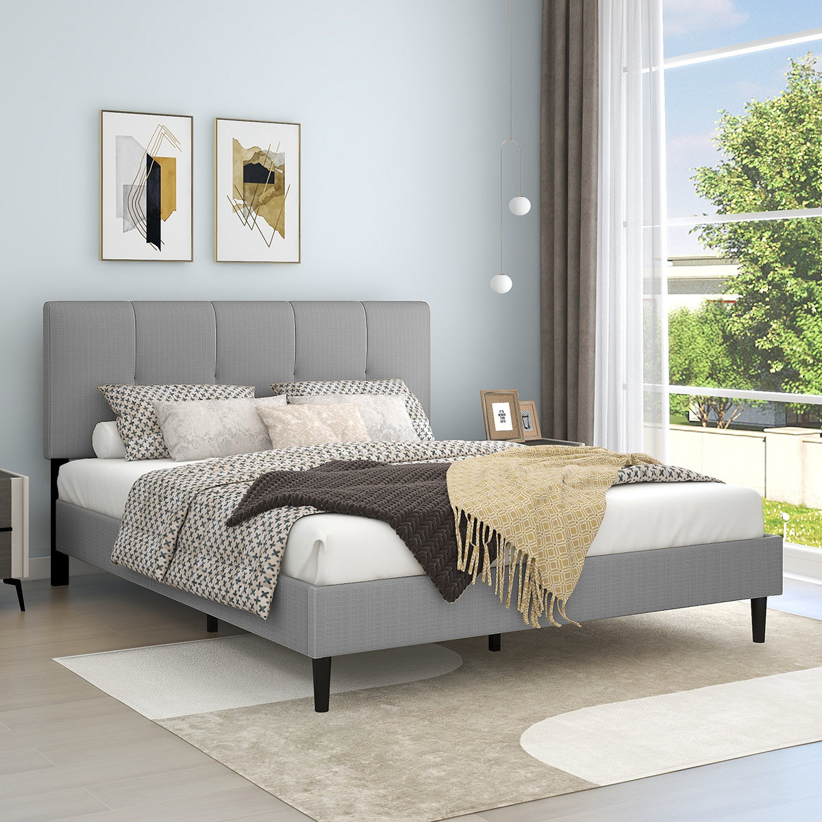 Dajai Low Profile Platform Bed Latitude Run Color: Light Gray, Size: Full