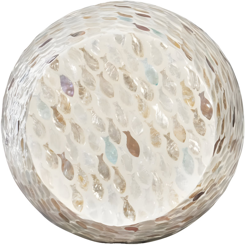 Capiz Shell Inlay Side Table With Versatile Uses - Josie Fish Drum Design