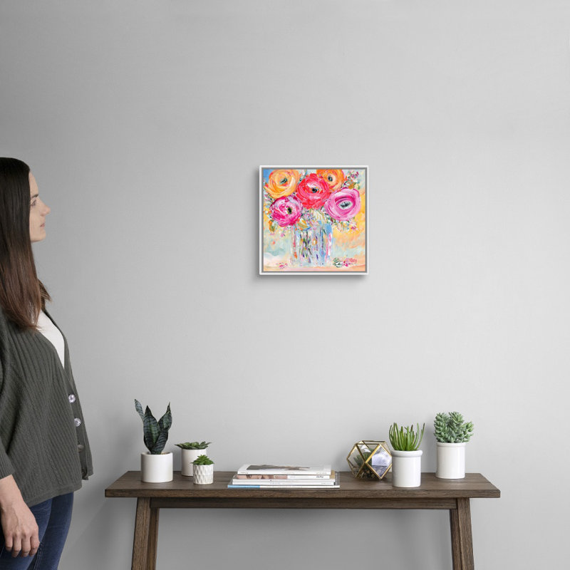 Reproduction d’art sur toile « burst of Bloom » par Robby Ebert, H 14 po x l 14 po, Impression encadrée, Blanc