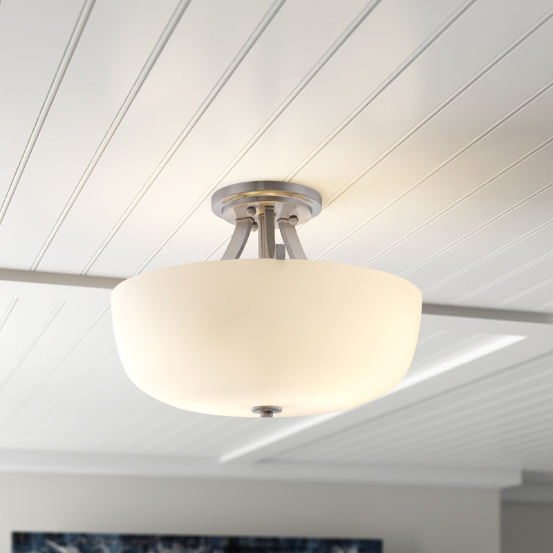 Alejandre Glass Semi Flush Mount, Brushed Nickel