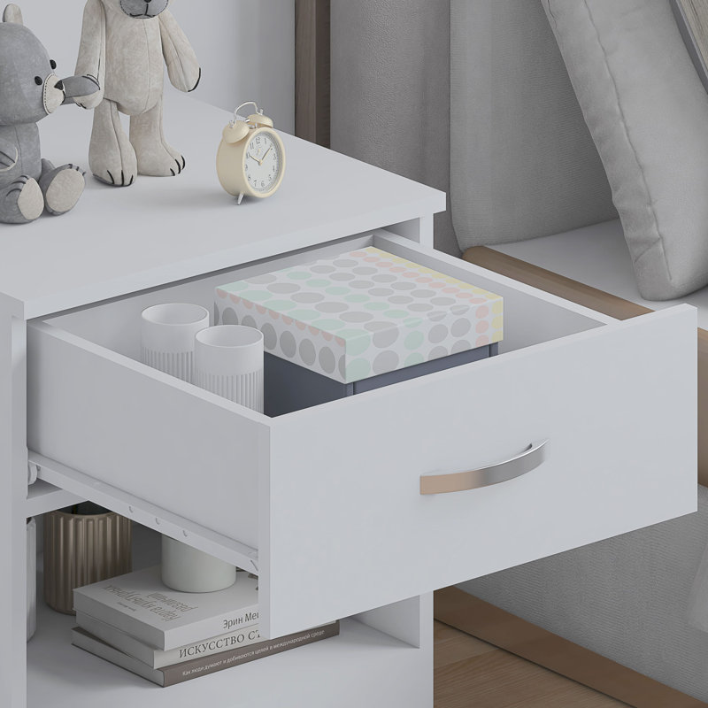 Marlesha 45 cm W Bedside Table, White