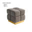 Repose-pieds de rangement contemporain avec capitonnage biscuit et base dorée contemporaine, gris anthracite
