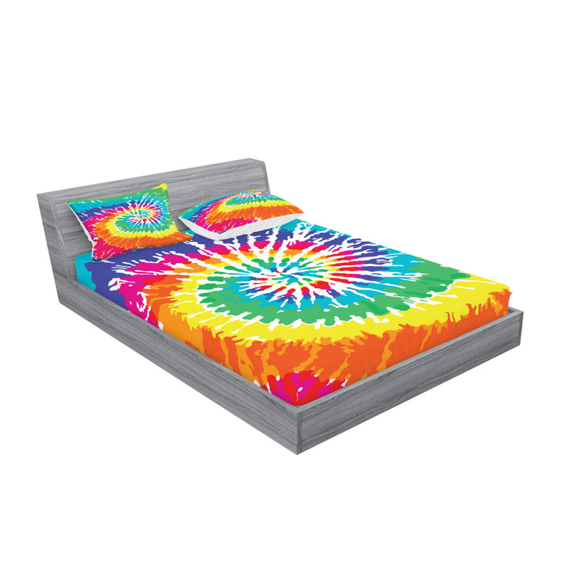 Ambesonne Rainbow Fitted Sheet & Pillow Sham , Multicolor, Full Sheet Set + 4 Pillowcases