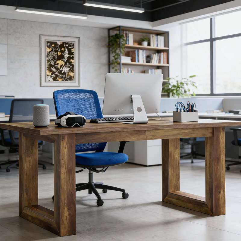 Bureau, bureau d'ordinateur, bureau de direction, Brun