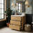 24" Modern Luxury Bathroom Vanity With Ceramic Sink, Solid Wood Frame Cabinet With Vertical Grooved Texture & 3 Storage Drawers, Natural Wood