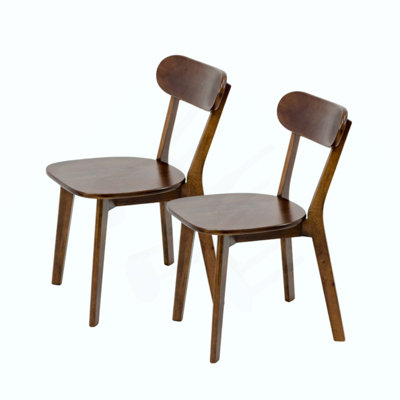 Ensemble de 2 chaises de salle à manger 100% naturelles en bois massif de style Mid-Century avec dossier incurvé, chaise de cuisine avec patins réglables pour la salle à manger, la cuisine, le salon et le bureau
