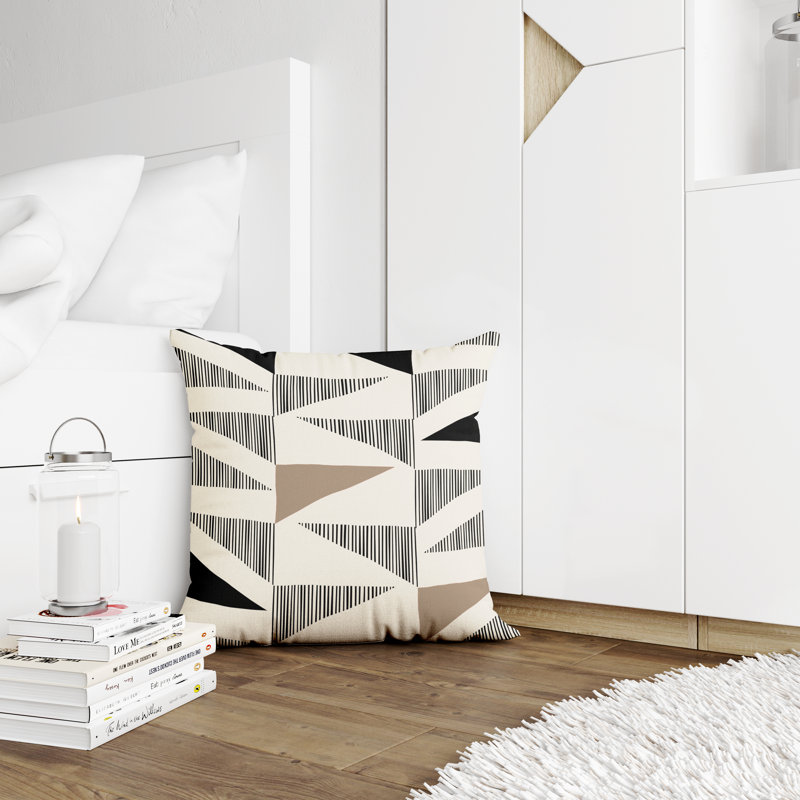 Jeté carré / extérieur en polyester Chamu, Beige / noir, L 19 po x H 19 po