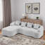 Canapé modulaire en L en chenille à compression complète avec méridienne courbée et coussins-556426855