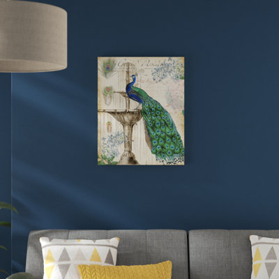 Vintage Peacock I by Tre Sorelle Studios - Wrapped Canvas Print