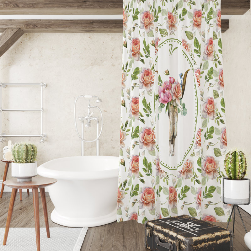 Floral Shower Curtain, 93" H x 70" W