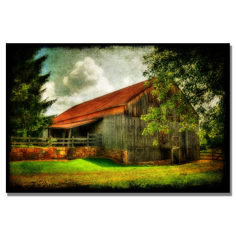 « notre old grange », reproduction d’art sur toile, H 16 po x l 24 po x P 2 po