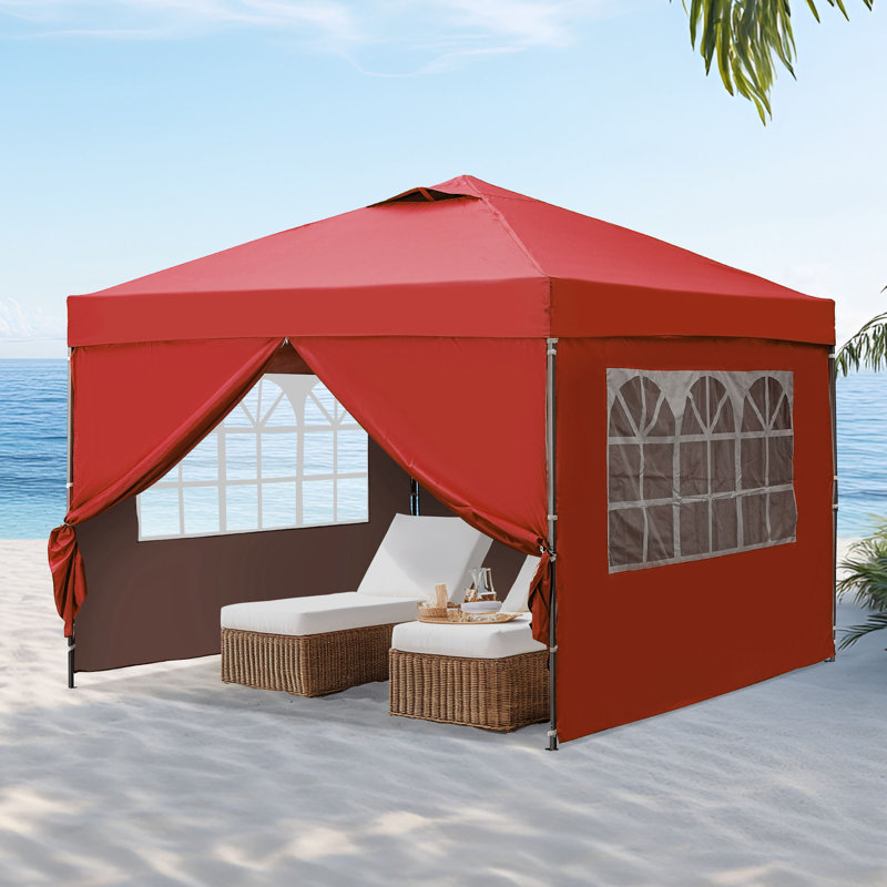 10ft x 10ft pop up canopy with sidewalls, Red