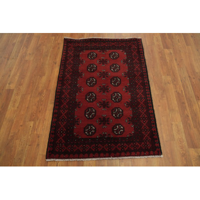 Tapis décoratif géométrique oriental afghan 3 x 4