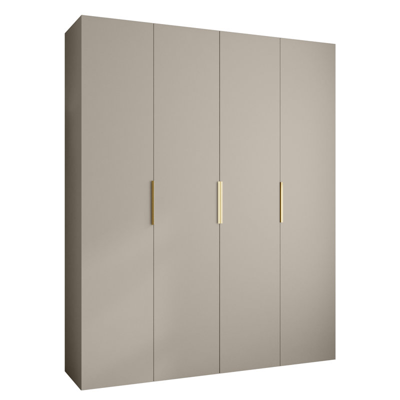 Wardrobe Moko 4, 245,5cm H x 200cm W x 40cm D, Cashmere/Black