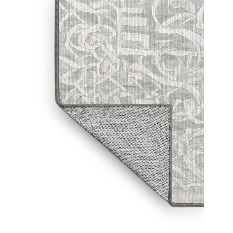 Machine Washable Gray Area Rug, Round 8'