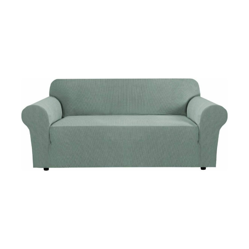 Fabric Box Cushion Sofa Slipcover, Green