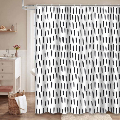 Rideau de douche blanc à rayures avec 12 crochets