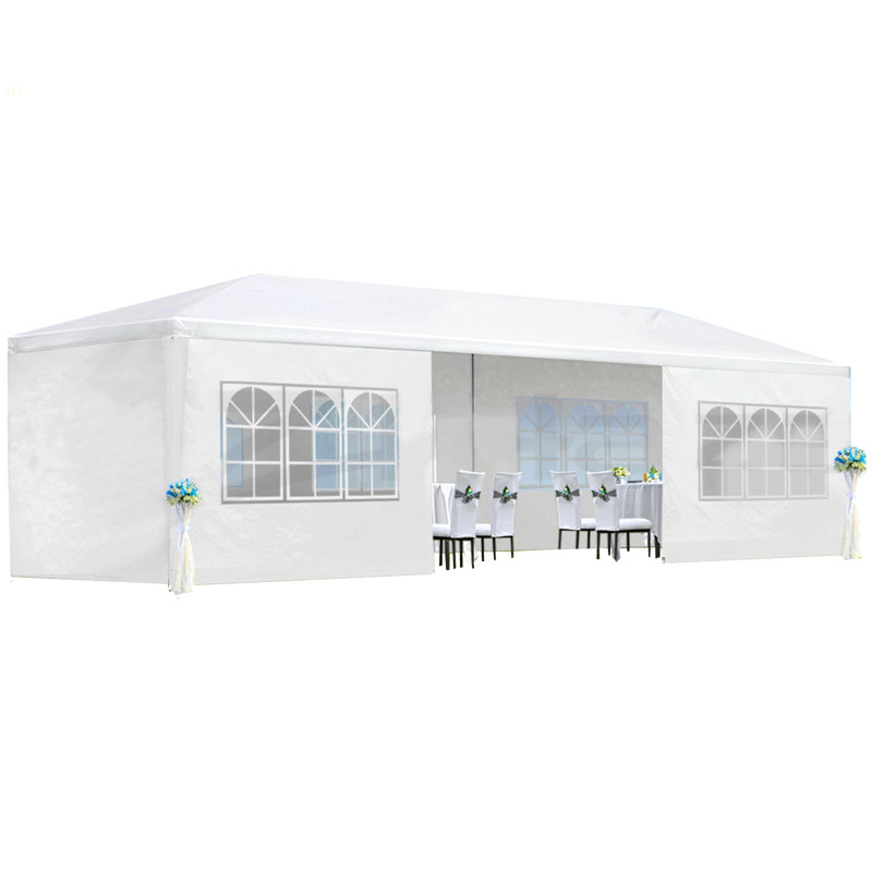 10X30' Wedding Party Canopy Tent Outdoor Gazebo With 8 Removable Sidewalls, 100" H x 355.05" W x 118.05" D