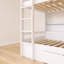 Lit superposé simple au-dessus de simple avec cadre en bois avec tablettes intégrées et tiroir de rangement-4965054