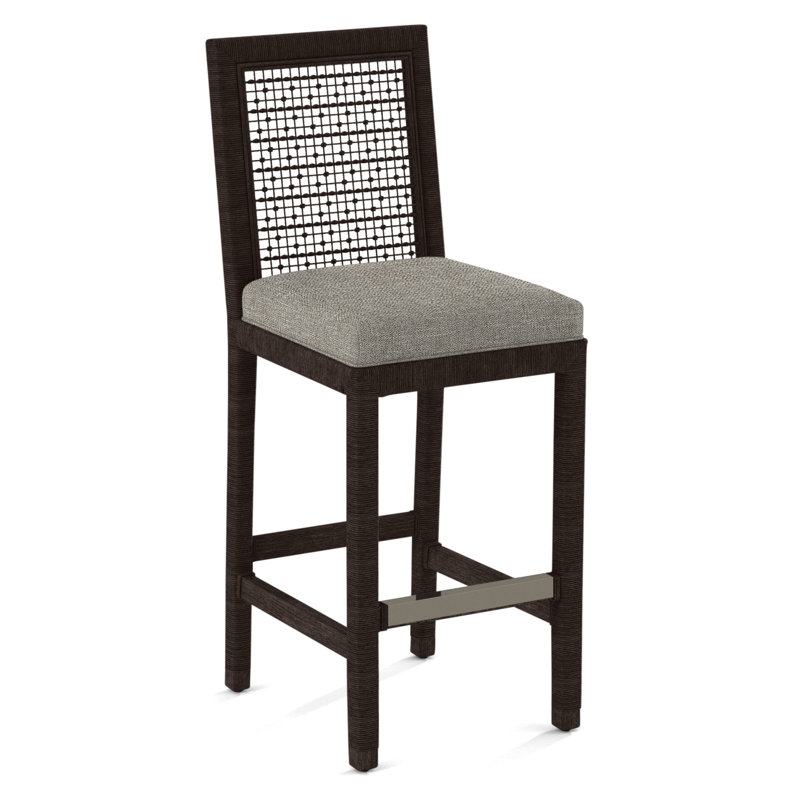 Pine Isle Bar Stool, Sunbrella Beige Pinstripe; 6205-74, Java