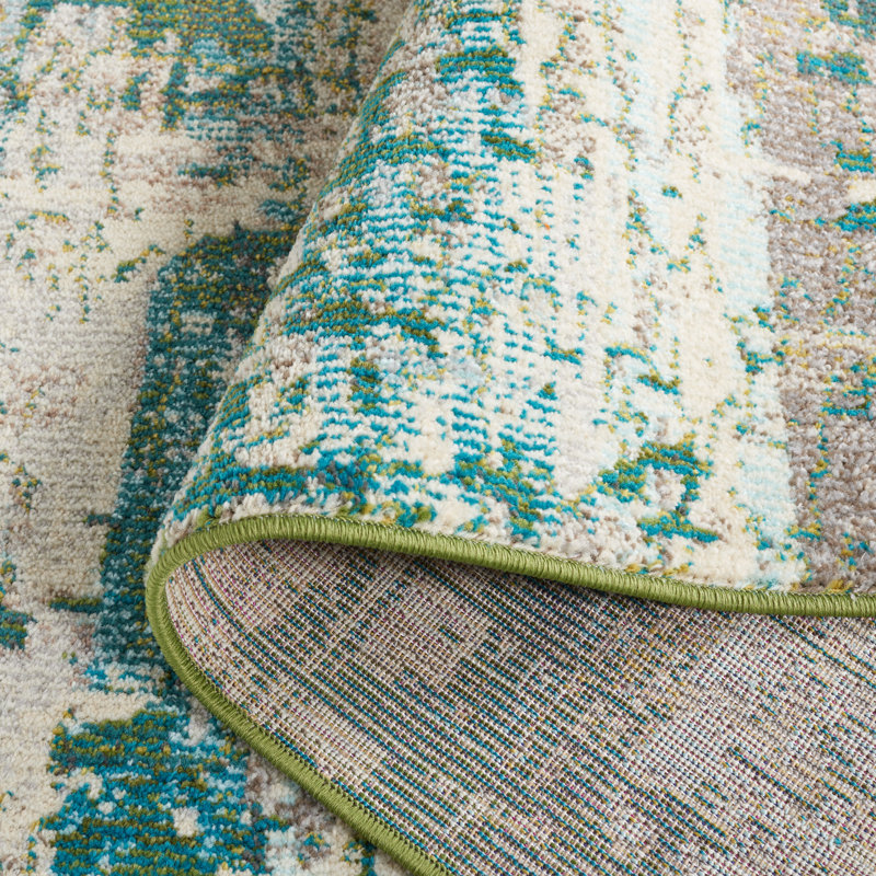 Tapis vert / beige en jute tissé à la machine Madison, Rectangle 8 pi x 10 pi