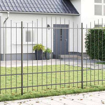 Clôture de jardin vidaXL grise 66,93 x 84,65 po en acier thermolaqué