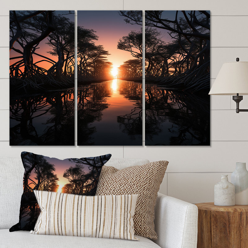 Florida Mangrove Shadows - 3 pièces sur toile tendue, H 28 po x l 36 po x P 1 po
