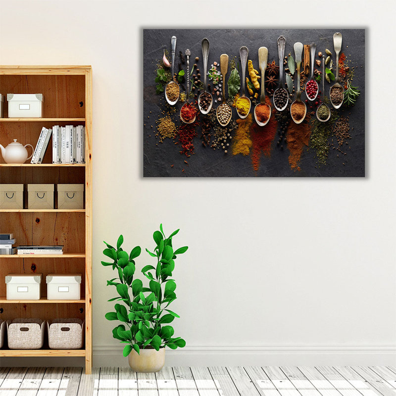 Décoration murale cuisine culinaire | Décoration de cuisine herbes et épices, art de restaurant, H 16 po x l 24 po