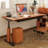 Solid wood electric height-adjustable desk with drawers-553788645