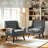 Davey Upholstered Gray Linen Blend Tufted Wide Back Armchair with Solid Wood Leg-1917714911