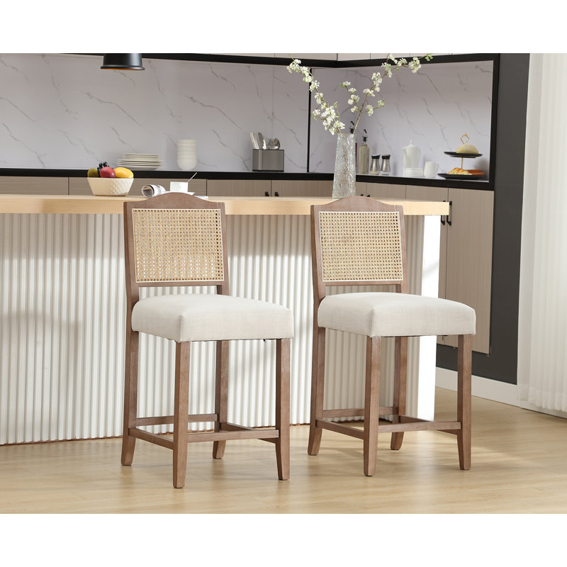 Tabouret de comptoir 26,5 po Ariew, Naturel, Blanc