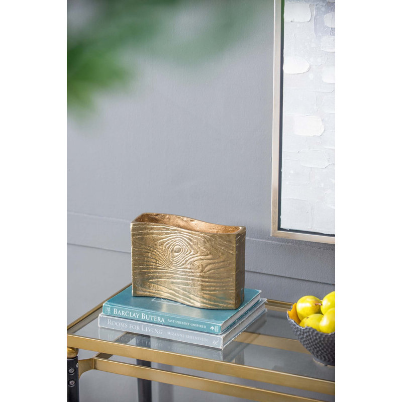 Petit vase 9,7 x 3,7 x 6,9 po Alu Timber Wavy Rect