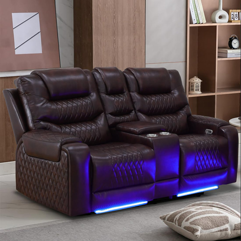 Canapé inclinable en cuir brun foncé