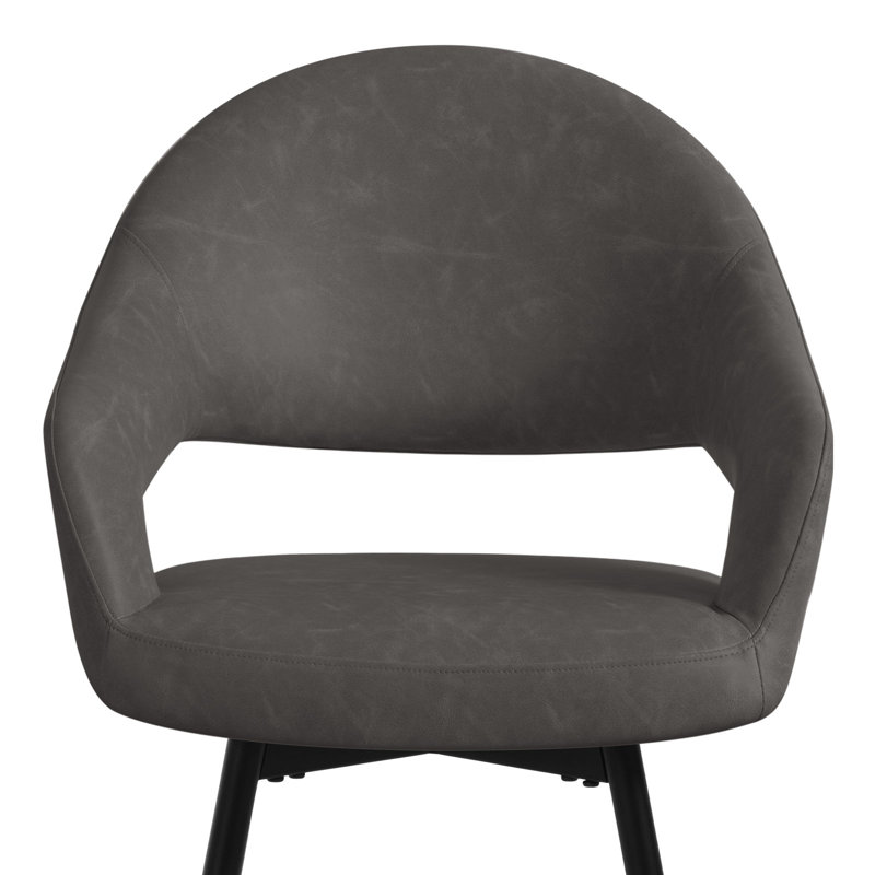 26" Faux Leather Counter Height Swivel Bar Stools, Gray, 4