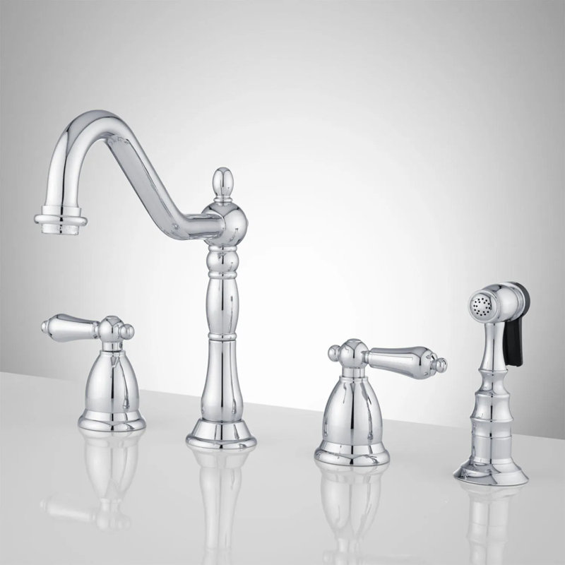 Helena Widespread Kitchen Faucet with Side Spray, Chrome