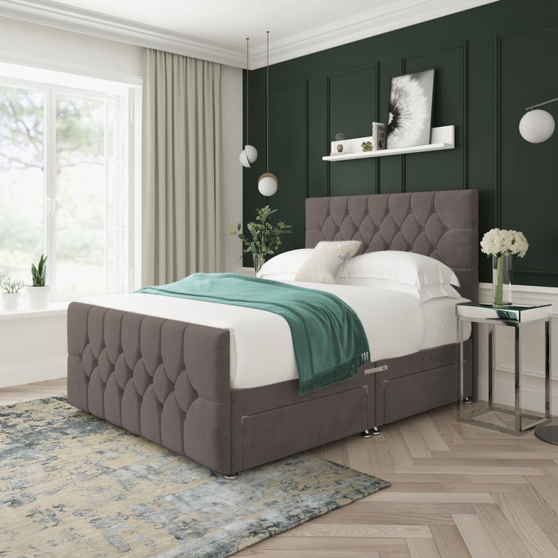 Upholstered Divan Bed, Small Single (2'6), Slate