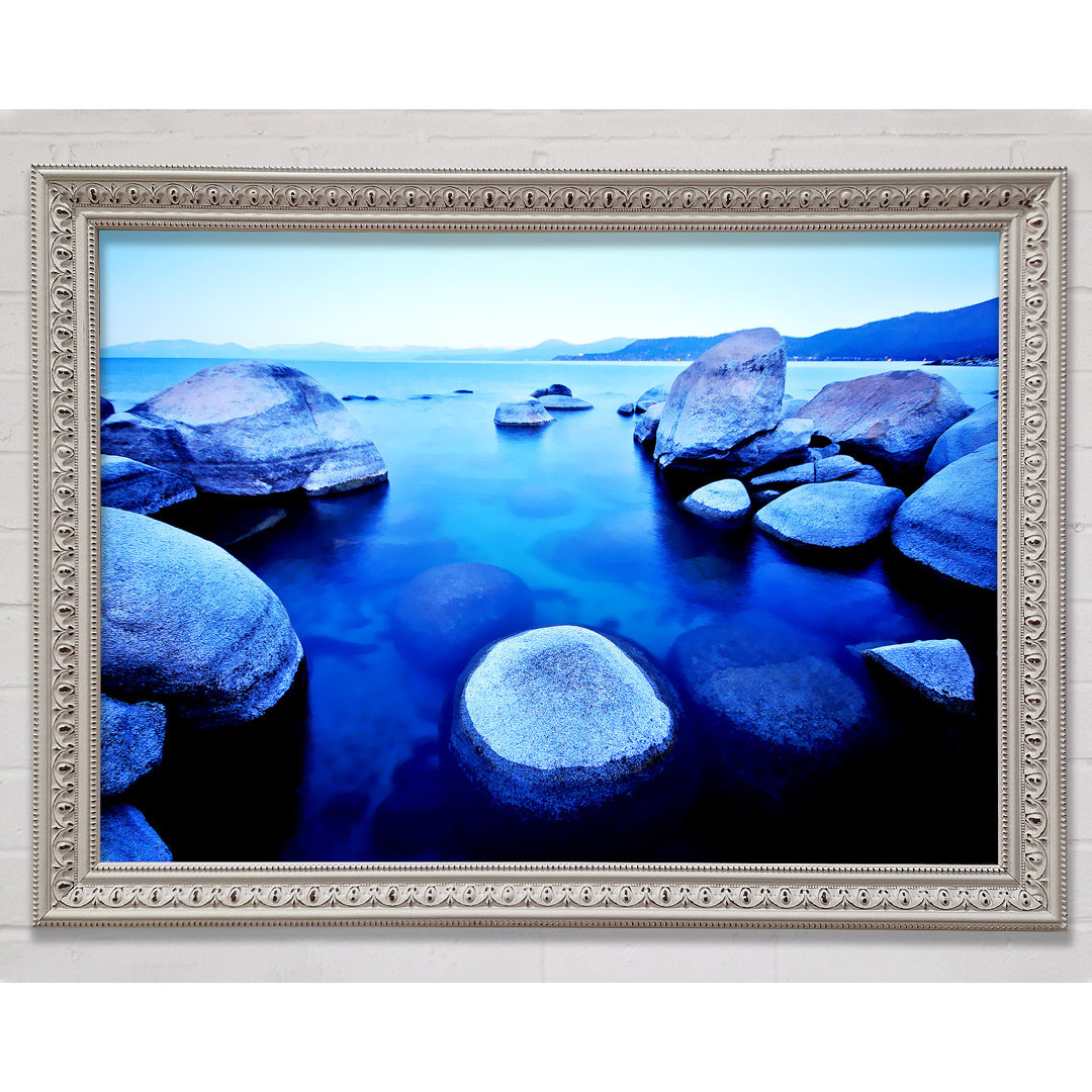 Blue Tranquil Ocean Rocks - Einzelner Bilderrahmen Kunstdrucke