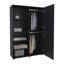 Armoire haute autoportante à deux portes avec tringle et tablettes intérieures, garde-robe compacte pour chambre à coucher