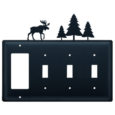 Moose and Pine Trees 4-Gang Toggle Light Switch / Rocker Combination Wall Plate