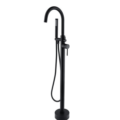 Matte Black Freestanding Bathtub Faucet With Hand Shower, 15In Package Height Black, Style Design