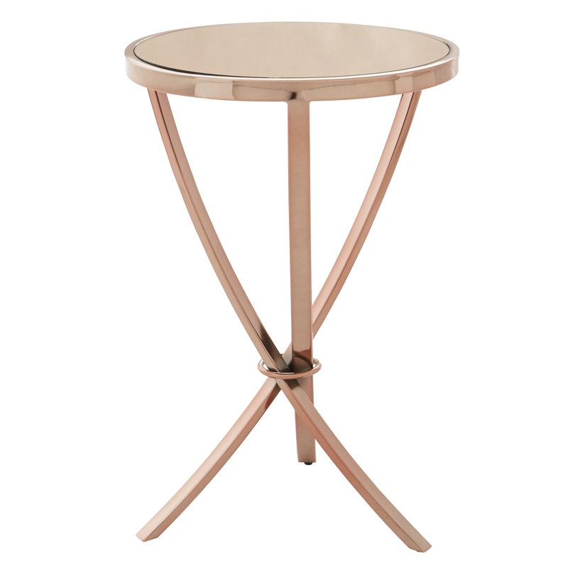 Fultz Cross Legs End Table, Pink, Rose Gold