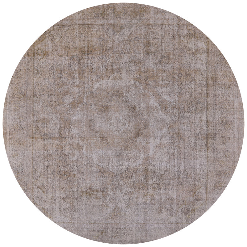 Tapis brun à motif abstrait Sebago, Rond 6 pi