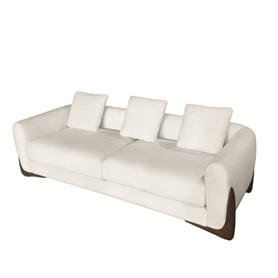 Modern 83" Fabric Sofa, Solid Wood Frame For Living Room, Beige, Left Hand