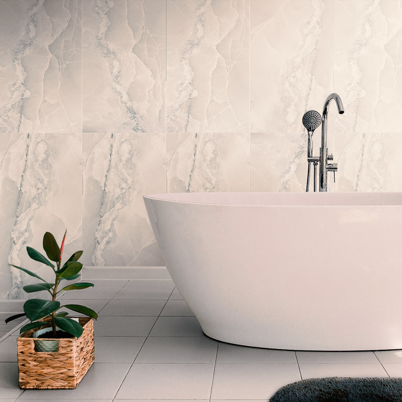 Splendor 24'' W x 48'' L Porcelain Singular Tile, White