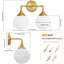 Luminaire de salle de bain à intensité variable avec abat-jour en verre opale lait 5,9 po Romale-344950977-393373180